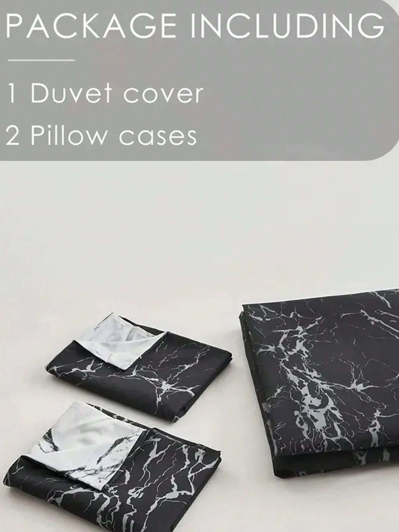 Marble Pattern Duvet Cover Set, Farmhouse Style Bedding 3 Pieces Set, Soft Double-Sided Black & White Duvet Cover, Abstract Marble Texture, Comforter Not Included