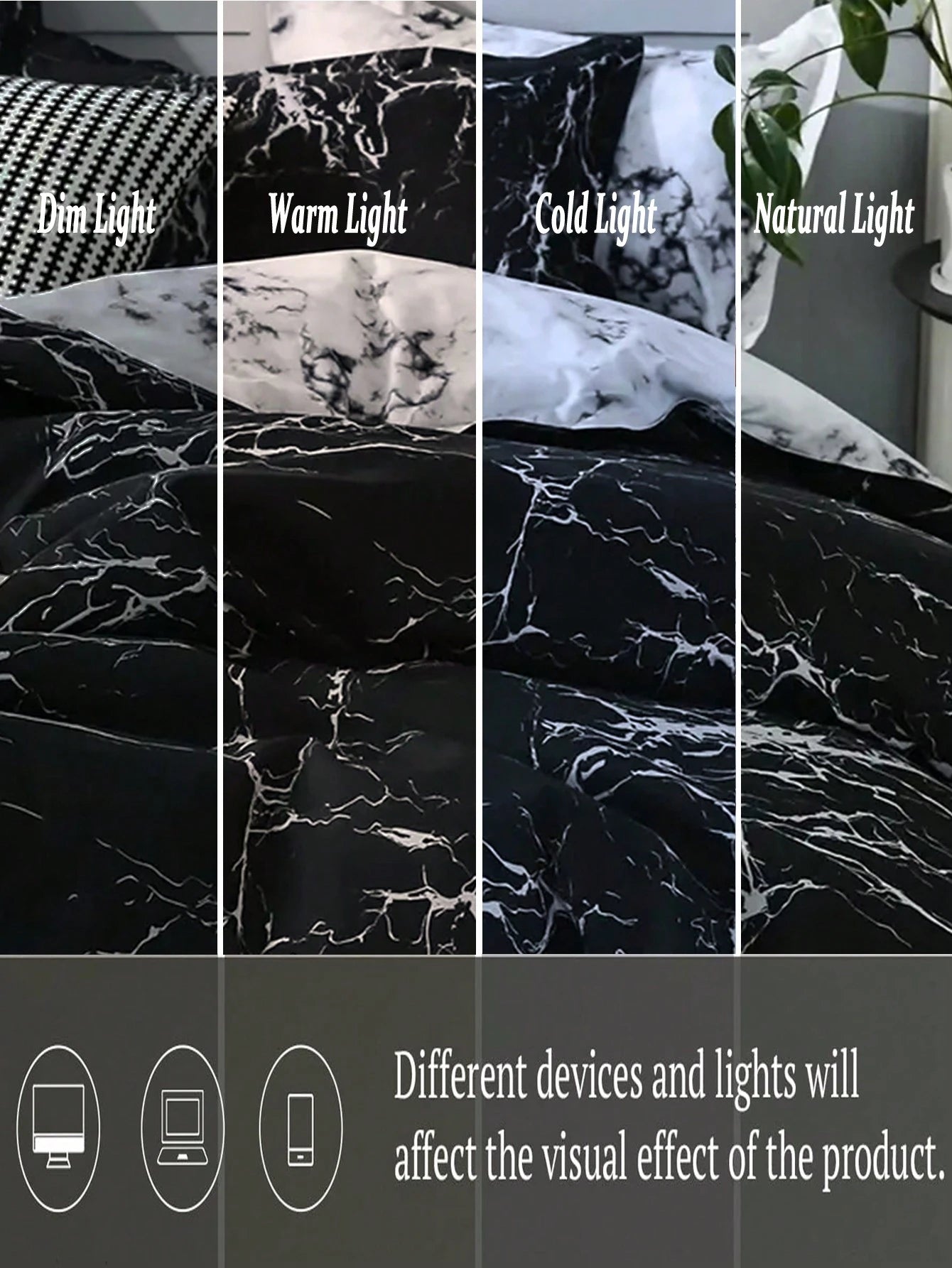 Marble Pattern Duvet Cover Set, Farmhouse Style Bedding 3 Pieces Set, Soft Double-Sided Black & White Duvet Cover, Abstract Marble Texture, Comforter Not Included