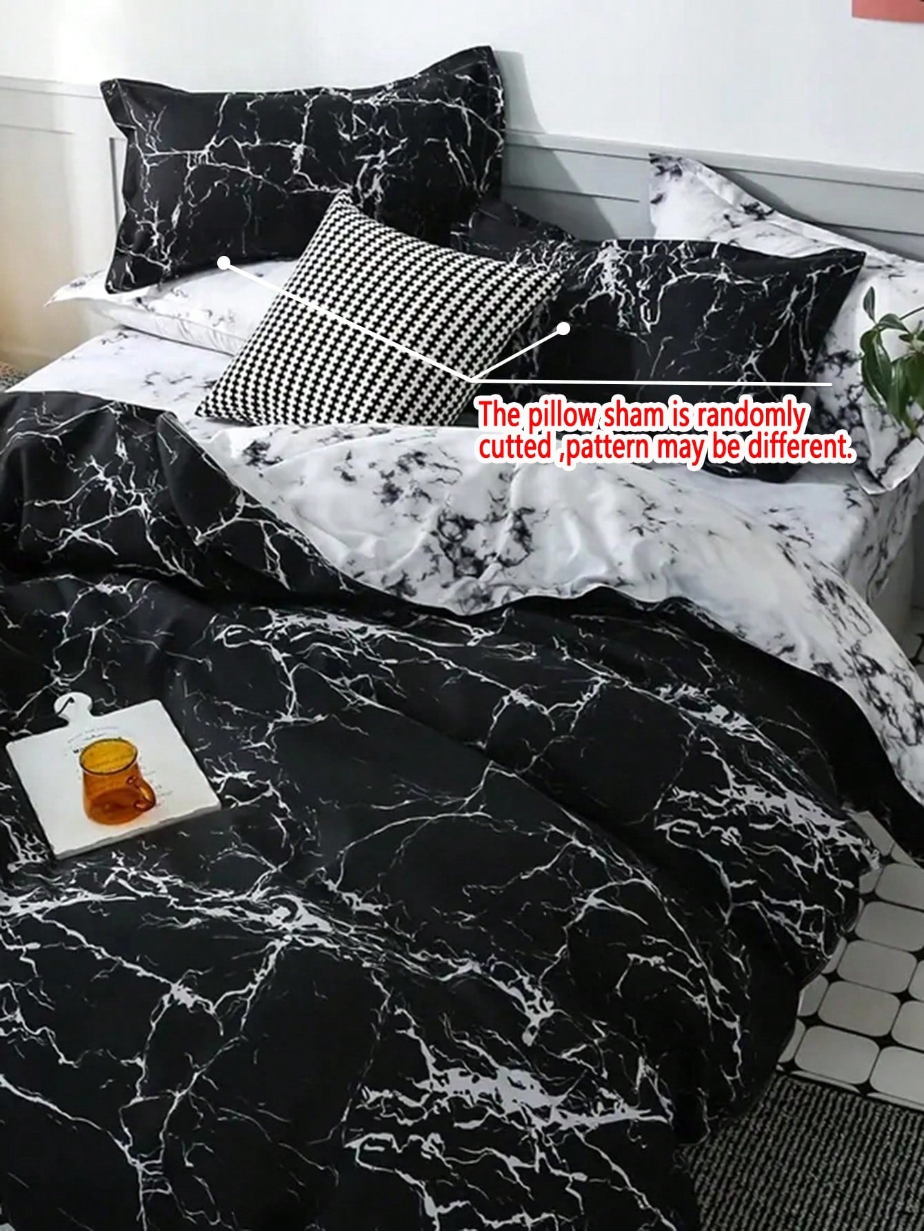 Marble Pattern Duvet Cover Set, Farmhouse Style Bedding 3 Pieces Set, Soft Double-Sided Black & White Duvet Cover, Abstract Marble Texture, Comforter Not Included