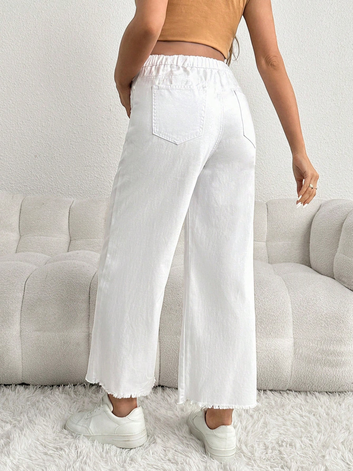 Maternity Casual Loose Black 3/4 Jeans With Patchwork Waist