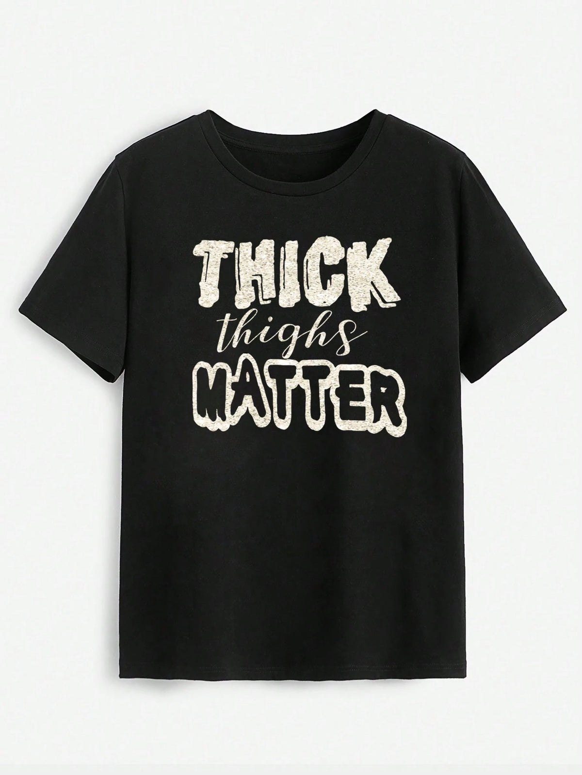 Maweii Plus Size Letter Printed Round Neck Short Sleeve T-Shirt, MATTER Women Graphic Tee Top For Summer