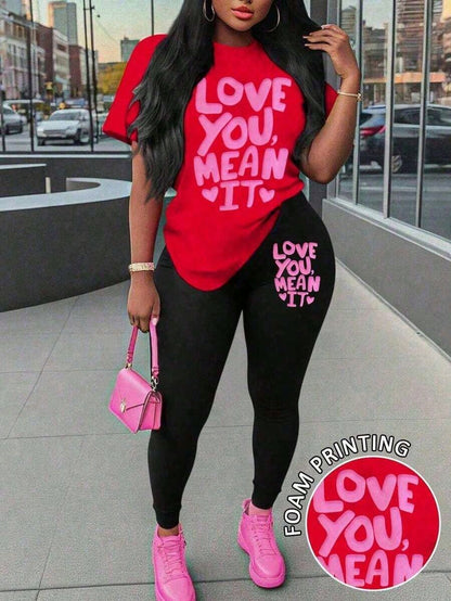 Maweii Plus Size Women Heart Print Shirt Casual Round Neck Short Sleeve Summer Valentine S Day Outdoor Wear Vacation OutfitWomens Aesthetic Letter