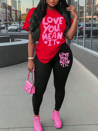 Maweii Plus Size Women Heart Print Shirt Casual Round Neck Short Sleeve Summer Valentine S Day Outdoor Wear Vacation OutfitWomens Aesthetic Letter