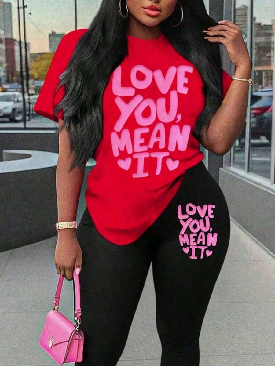 Maweii Plus Size Women Heart Print Shirt Casual Round Neck Short Sleeve Summer Valentine S Day Outdoor Wear Vacation OutfitWomens Aesthetic Letter