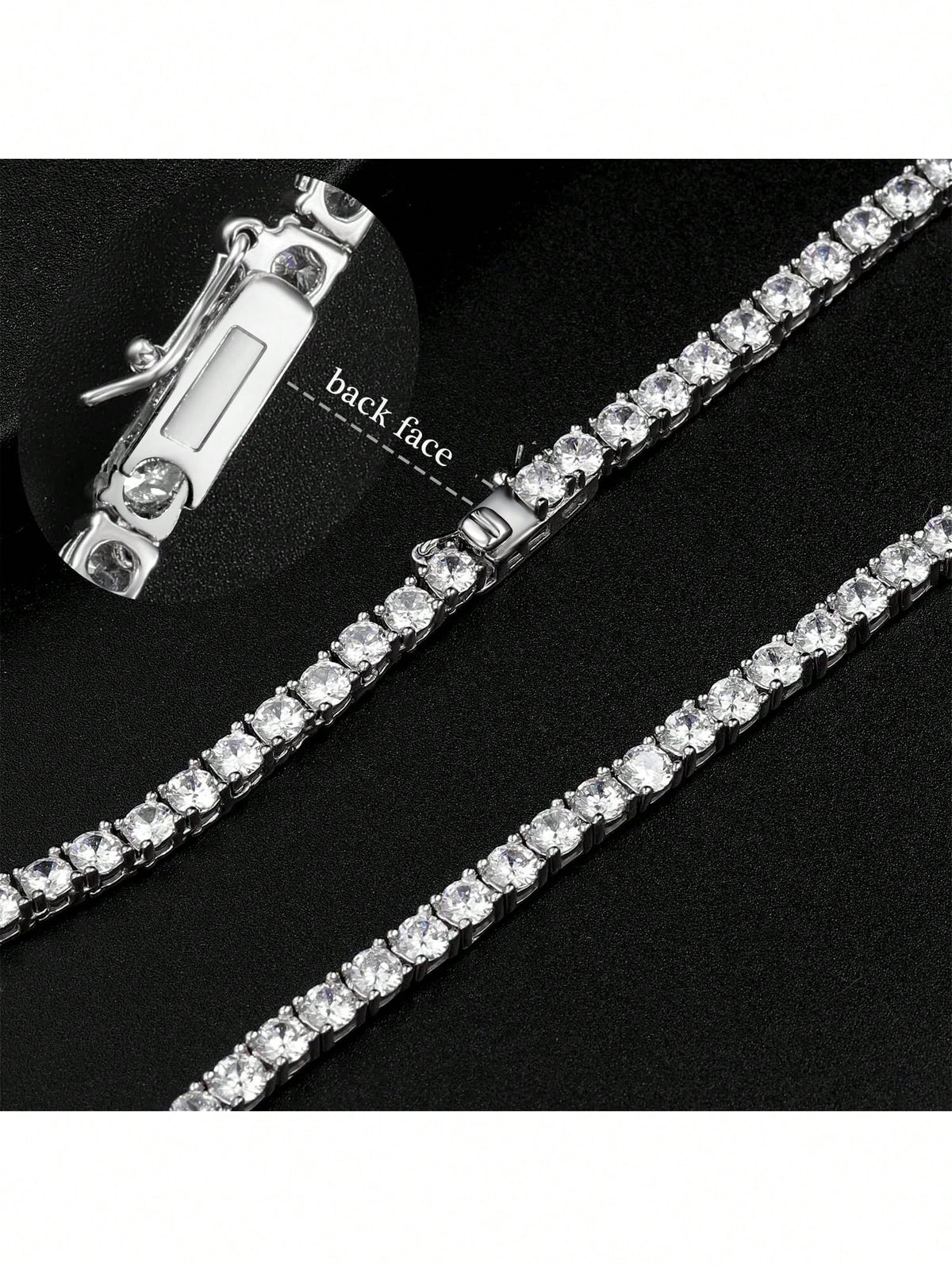 MDFUN 18K White Gold Plated Tennis Necklace| 4.0mm Round Cut Cubic Zirconia Simulated Diamond Tennis Chain, Unisex