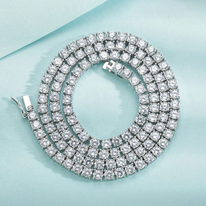 MDFUN 18K White Gold Plated Tennis Necklace| 4.0mm Round Cut Cubic Zirconia Simulated Diamond Tennis Chain, Unisex