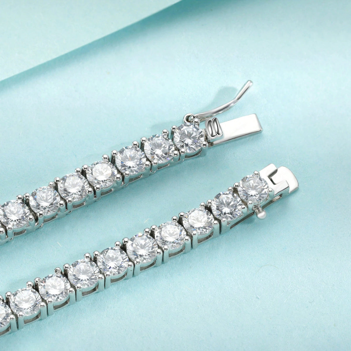MDFUN 18K White Gold Plated Tennis Necklace| 4.0mm Round Cut Cubic Zirconia Simulated Diamond Tennis Chain, Unisex