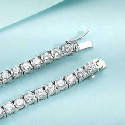 MDFUN 18K White Gold Plated Tennis Necklace| 4.0mm Round Cut Cubic Zirconia Simulated Diamond Tennis Chain, Unisex
