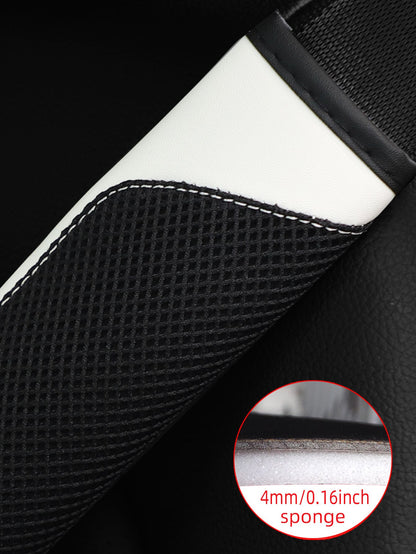 MEIKAXIU 1pc 3d Breathable Skin-Touch Pu Leather Seat Belt Shoulder Pad, Pressure Relief & Comfortable, Automotive Accessories For Women