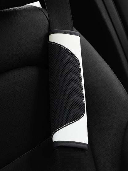 MEIKAXIU 1pc 3d Breathable Skin-Touch Pu Leather Seat Belt Shoulder Pad, Pressure Relief & Comfortable, Automotive Accessories For Women