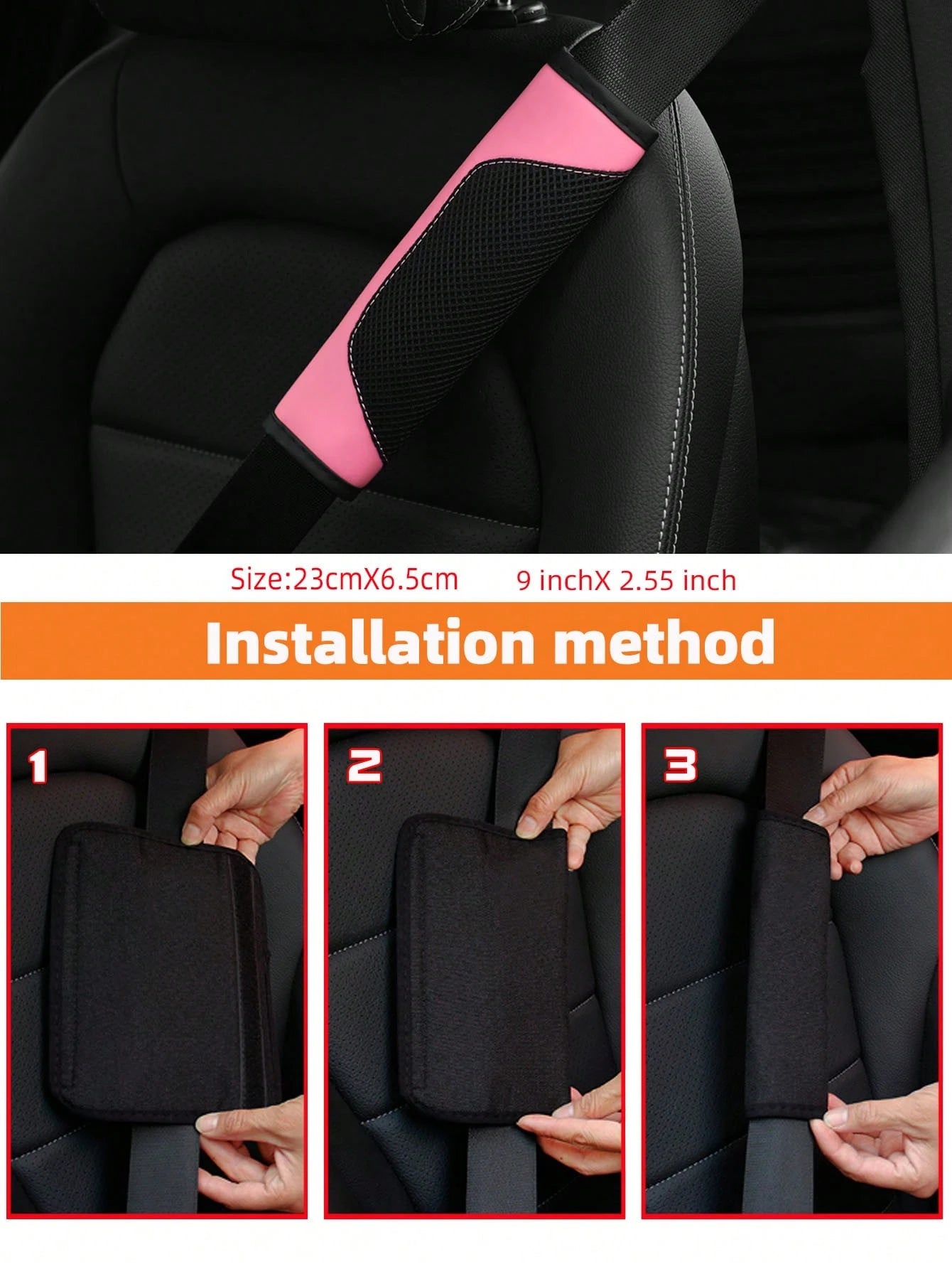 MEIKAXIU 1pc 3d Breathable Skin-Touch Pu Leather Seat Belt Shoulder Pad, Pressure Relief & Comfortable, Automotive Accessories For Women