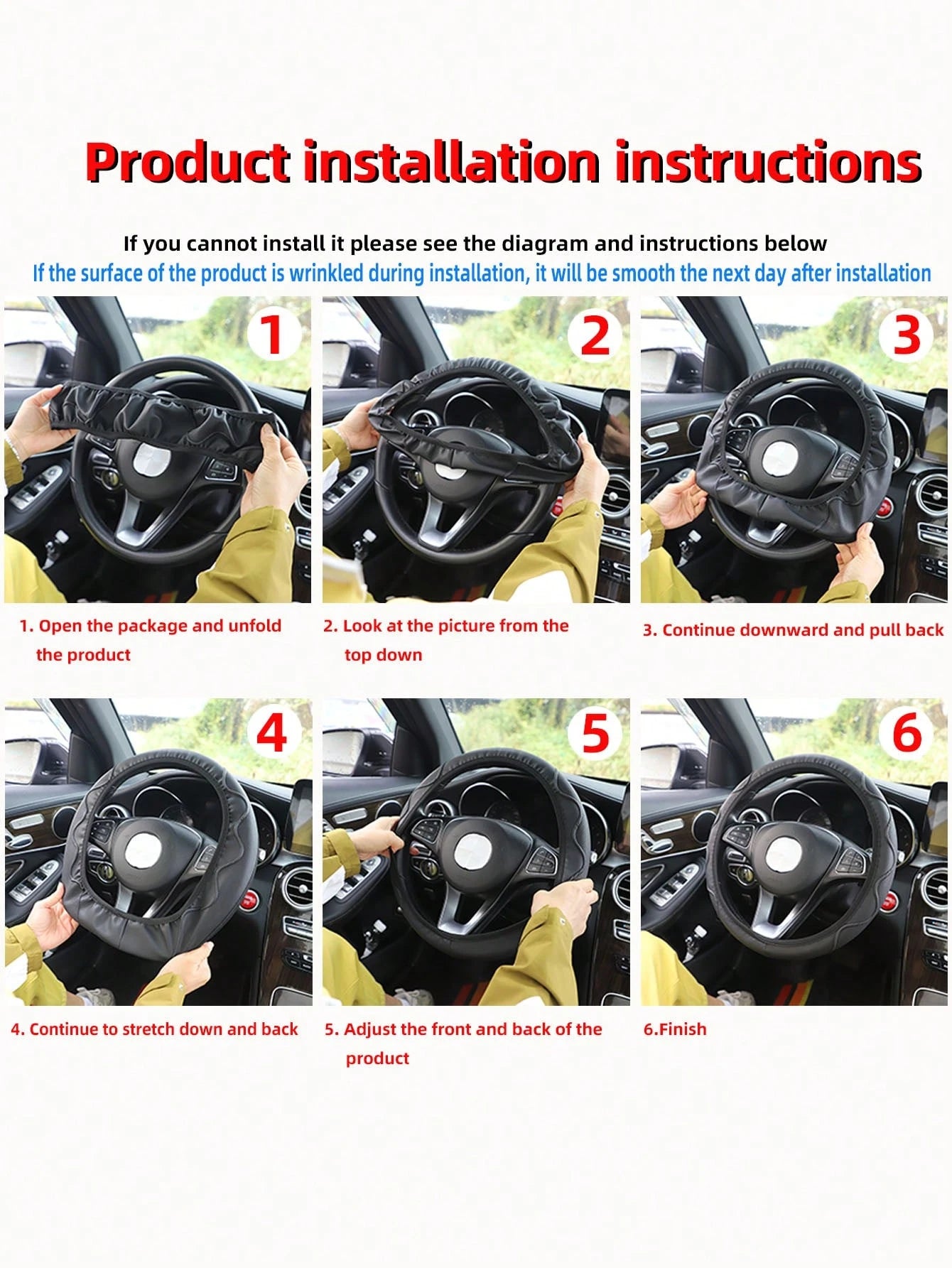 MEIKAXIU 1pc Shiny Metallic PU Leather Steering Wheel Cover, Fits 14.5-15 Inch Car Accessories