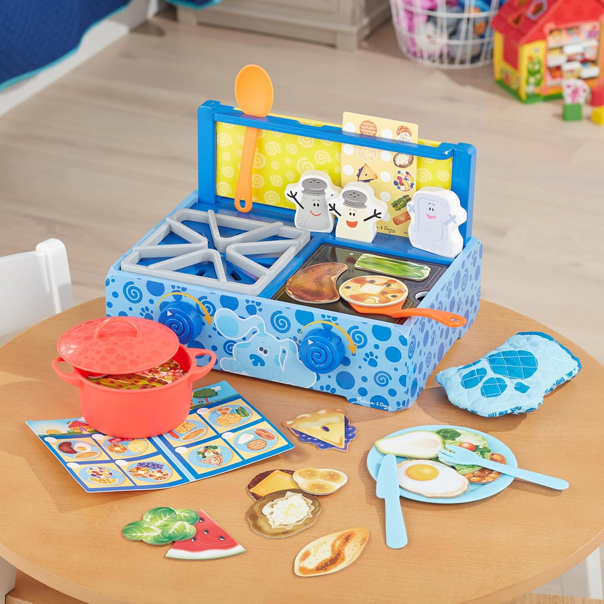 Melissa & Doug Blue's Clues & You! Wooden Cooking Playset – Realistic Kitchen Accessories, Durable Wood, Preschool Toys, Pretend Play, Imaginative Gift For Toddlers