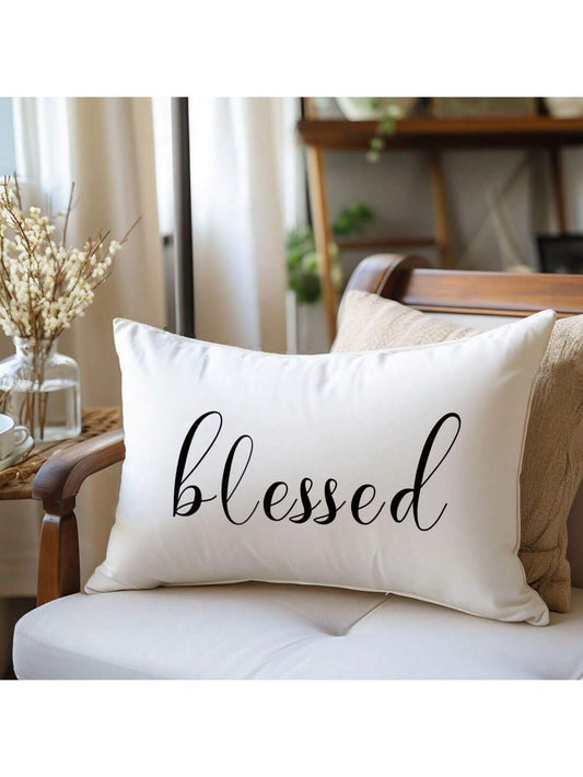 MEMNUN 1pc/2pcs 11.81*19.71in(30*50cm)//15.75*23.62in(40*60cm) White Background Text Print Polyester Pillow Cover [Single-Sided Print][Pillow Insert Not Included] Home Decor Cushion Cover For Bed, Sof