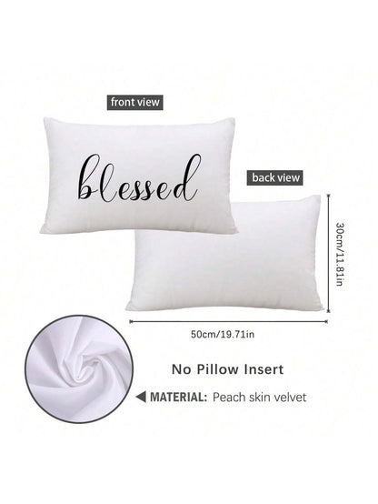 MEMNUN 1pc/2pcs 11.81*19.71in(30*50cm)//15.75*23.62in(40*60cm) White Background Text Print Polyester Pillow Cover [Single-Sided Print][Pillow Insert Not Included] Home Decor Cushion Cover For Bed, Sof