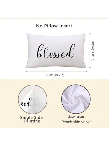 MEMNUN 1pc/2pcs 11.81*19.71in(30*50cm)//15.75*23.62in(40*60cm) White Background Text Print Polyester Pillow Cover [Single-Sided Print][Pillow Insert Not Included] Home Decor Cushion Cover For Bed, Sof