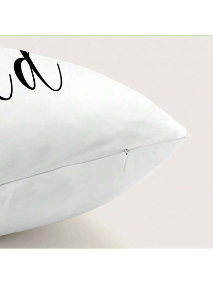 MEMNUN 1pc/2pcs 11.81*19.71in(30*50cm)//15.75*23.62in(40*60cm) White Background Text Print Polyester Pillow Cover [Single-Sided Print][Pillow Insert Not Included] Home Decor Cushion Cover For Bed, Sof