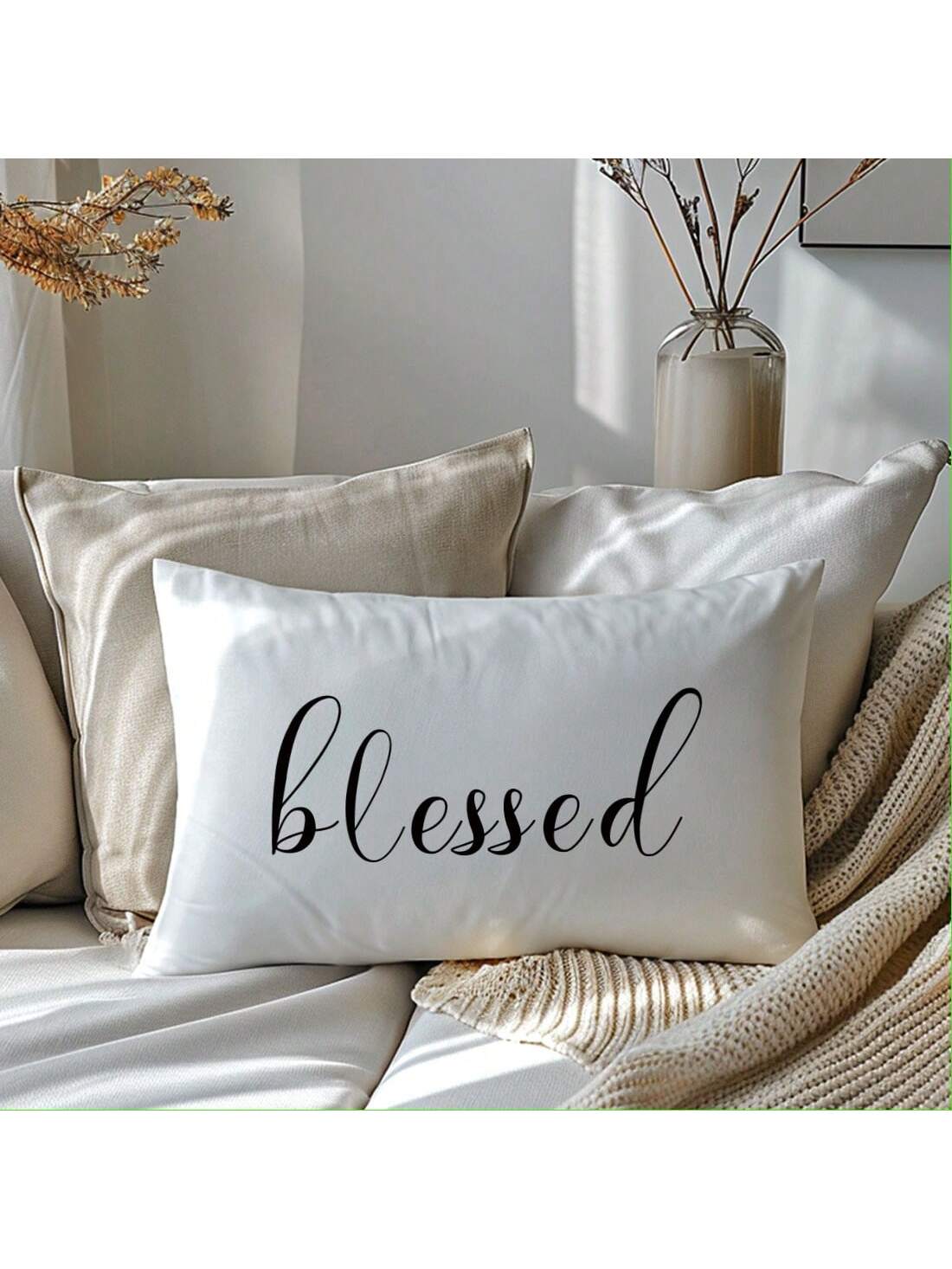MEMNUN 1pc/2pcs 11.81*19.71in(30*50cm)//15.75*23.62in(40*60cm) White Background Text Print Polyester Pillow Cover [Single-Sided Print][Pillow Insert Not Included] Home Decor Cushion Cover For Bed, Sof