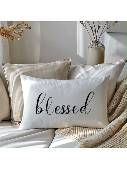 MEMNUN 1pc/2pcs 11.81*19.71in(30*50cm)//15.75*23.62in(40*60cm) White Background Text Print Polyester Pillow Cover [Single-Sided Print][Pillow Insert Not Included] Home Decor Cushion Cover For Bed, Sof
