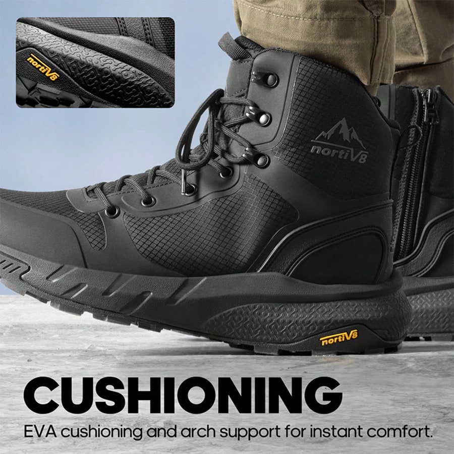 Men's 8-9 Inch Tactical Boots- Lightweight Military Combat Hiking & Motorcycle Work Boots With Side Zipper, All-Day Comfort