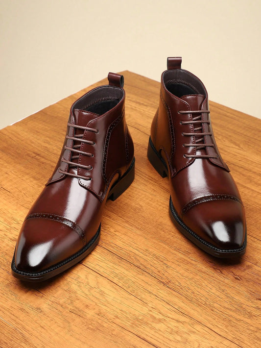 Men's Casual Italian Style Retro Handmade Square Toe Leather Boots, Business/Formal Dress Chelsea Boots