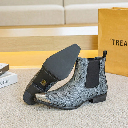 Men's Fashion Chelsea Boots, Cowboy Boots, Western Boots, Short Boots. Low Heel, Elastic Waistband. Stylish For Streetwear, Parties, Weddings, And Business. Christmas, Father's Day, Holiday Gifts.