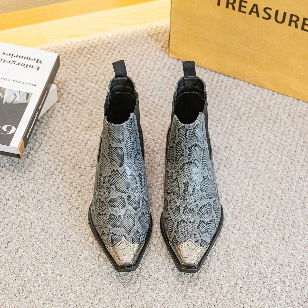 Men's Fashion Chelsea Boots, Cowboy Boots, Western Boots, Short Boots. Low Heel, Elastic Waistband. Stylish For Streetwear, Parties, Weddings, And Business. Christmas, Father's Day, Holiday Gifts.