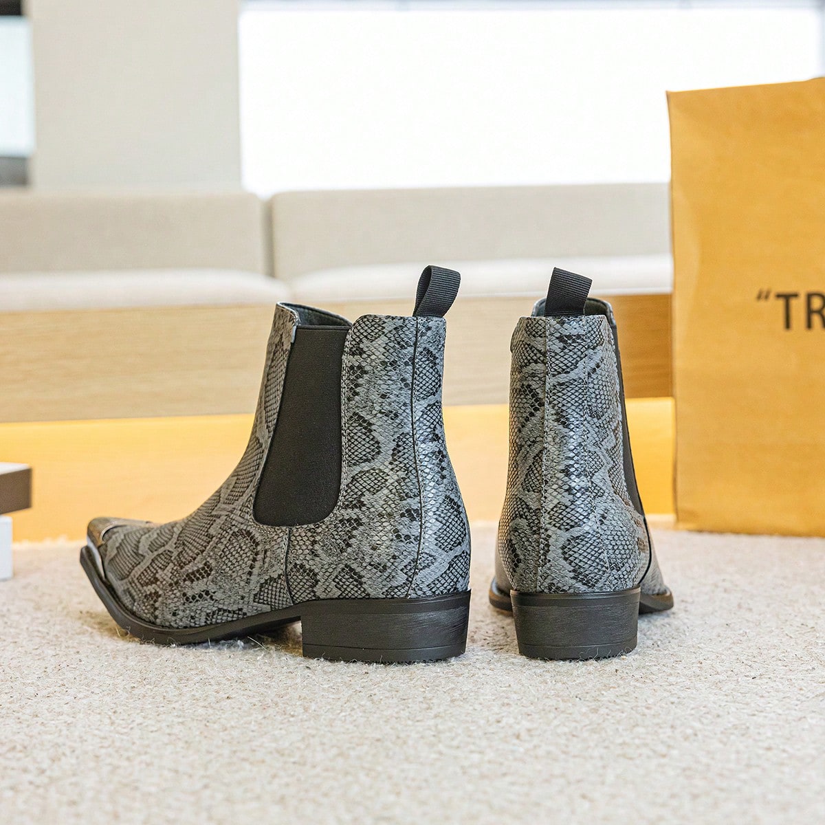 Men's Fashion Chelsea Boots, Cowboy Boots, Western Boots, Short Boots. Low Heel, Elastic Waistband. Stylish For Streetwear, Parties, Weddings, And Business. Christmas, Father's Day, Holiday Gifts.
