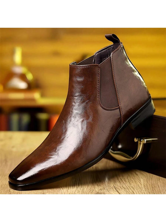 Men's Fashionable Business High Top Chelsea Boots, And Simple British Pointed Casual Shoes