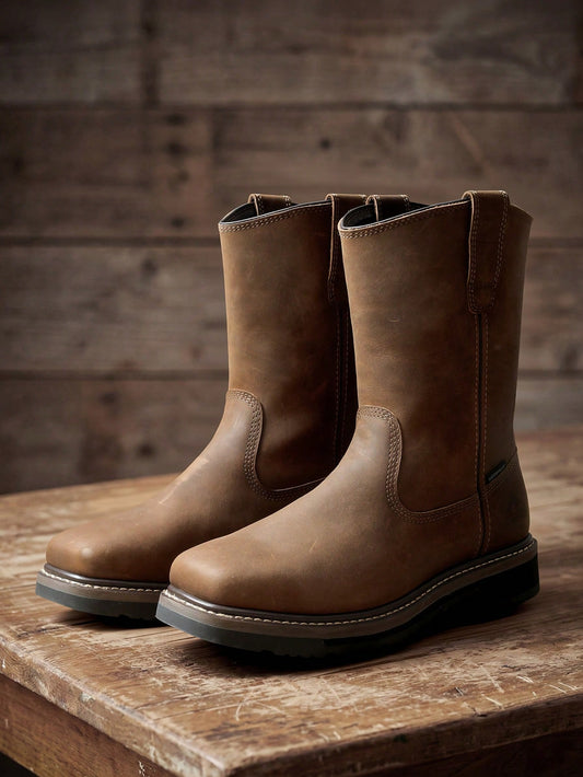 Men's Waterproof Pull-On Western Boots Work Boots