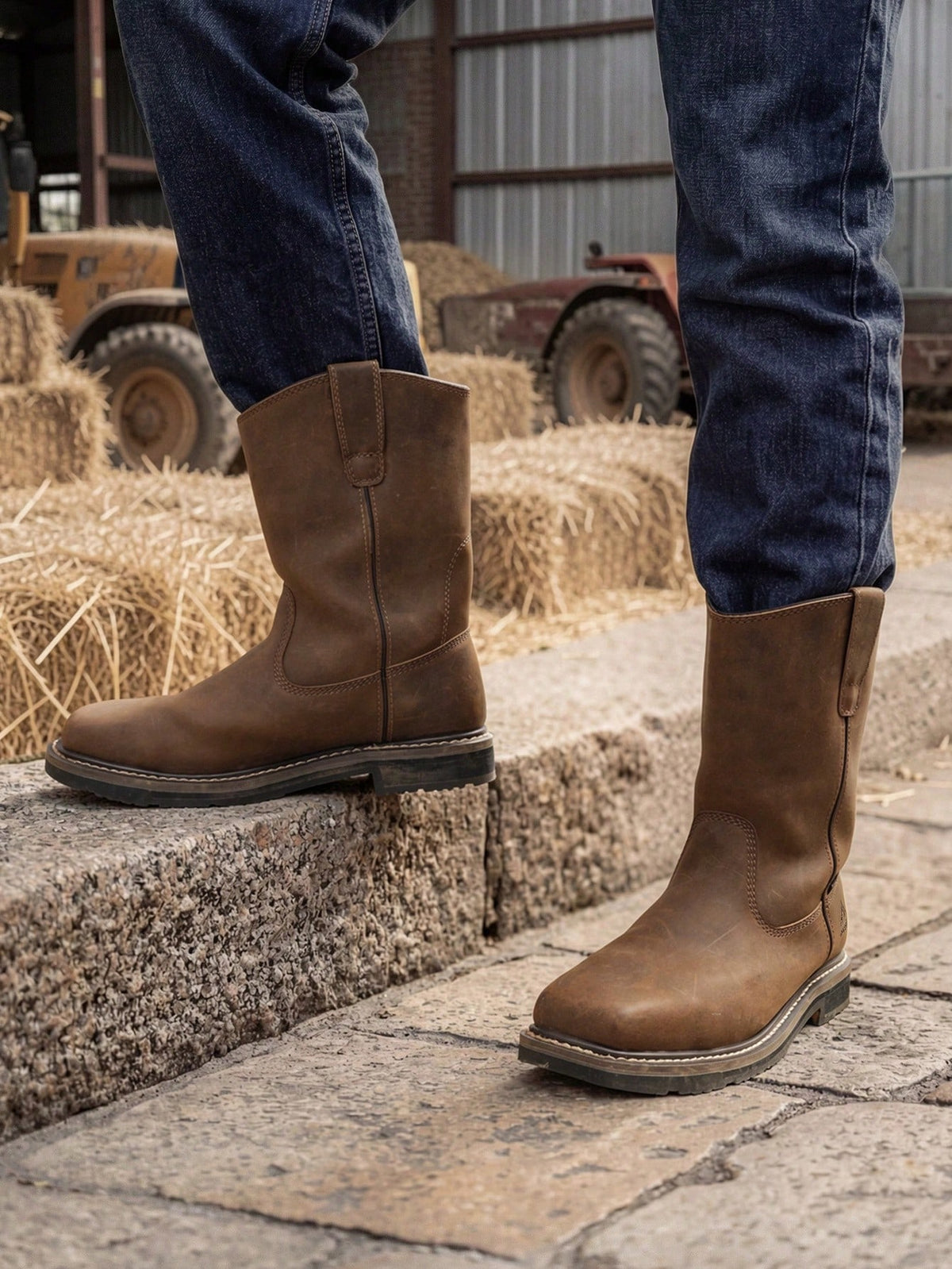 Men's Waterproof Pull-On Western Boots Work Boots