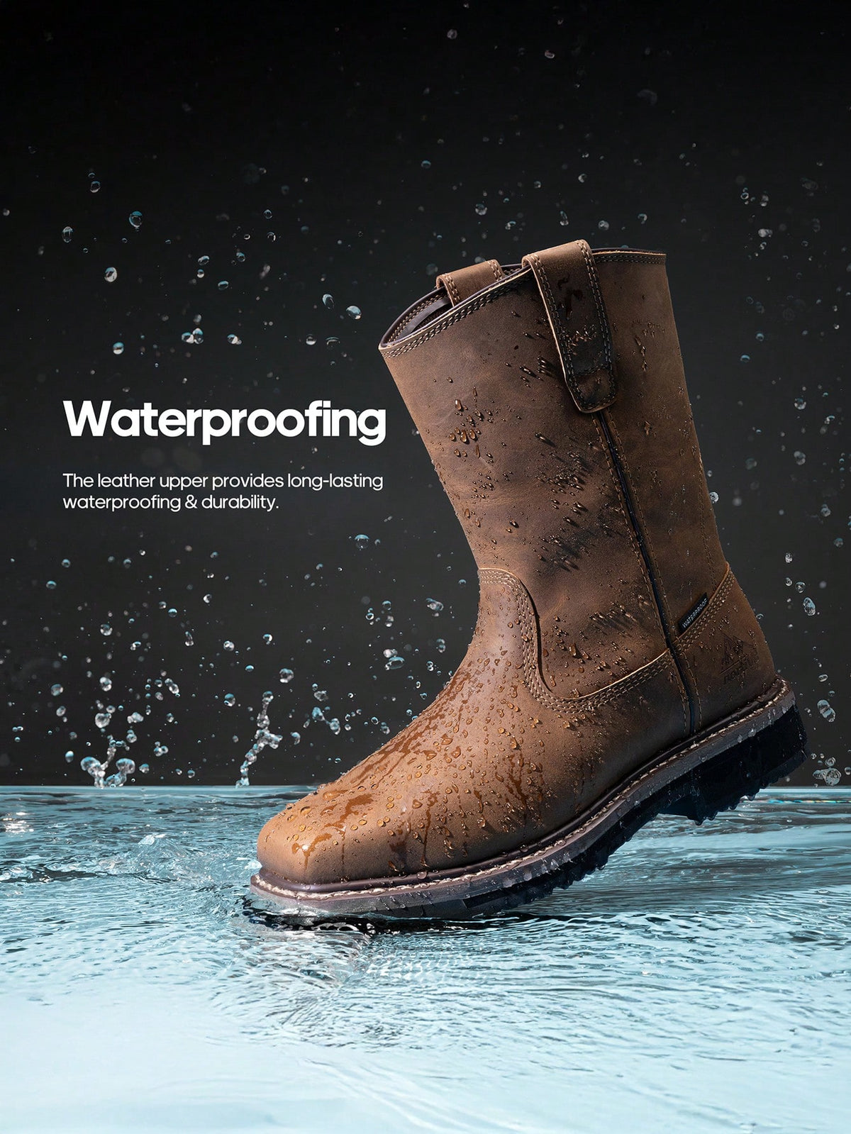 Men's Waterproof Pull-On Western Boots Work Boots