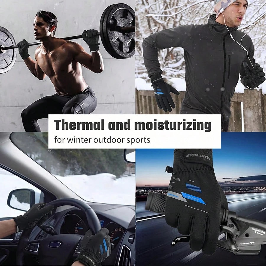 Men's Winter Touchscreen Warm Gloves, Suitable For Cold Weather Running, Cycling, Driving, Hiking, Biking, Working And Outdoor Activities