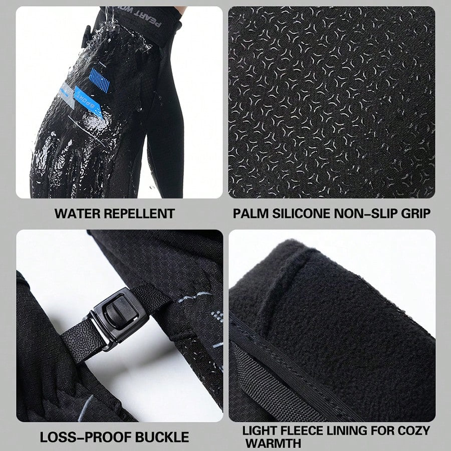 Men's Winter Touchscreen Warm Gloves, Suitable For Cold Weather Running, Cycling, Driving, Hiking, Biking, Working And Outdoor Activities