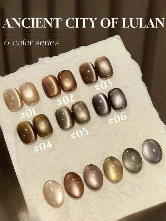 MIANEL GEL 10ml 2026 New Arrival – Loulan Ancient City Cat Eye Gel Nail Polish, Dark Chocolate Caramel Amber Brown With A Premium Feel Icy Sheer Sparkling Glass Bead Finish Suitable For Nail Salons &