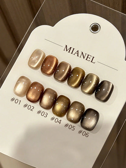 MIANEL GEL 10ml 2026 New Arrival – Loulan Ancient City Cat Eye Gel Nail Polish, Dark Chocolate Caramel Amber Brown With A Premium Feel Icy Sheer Sparkling Glass Bead Finish Suitable For Nail Salons &