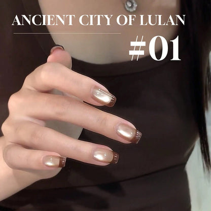 MIANEL GEL 10ml 2026 New Arrival – Loulan Ancient City Cat Eye Gel Nail Polish, Dark Chocolate Caramel Amber Brown With A Premium Feel Icy Sheer Sparkling Glass Bead Finish Suitable For Nail Salons &