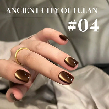 MIANEL GEL 10ml 2026 New Arrival – Loulan Ancient City Cat Eye Gel Nail Polish, Dark Chocolate Caramel Amber Brown With A Premium Feel Icy Sheer Sparkling Glass Bead Finish Suitable For Nail Salons &