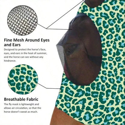 Milk Pattern UV Protection Anti-Insect Elastic Soft Comfortable Mesh Horse Face Mask Breathable Fabric Soft Mesh (M Size, L Size)