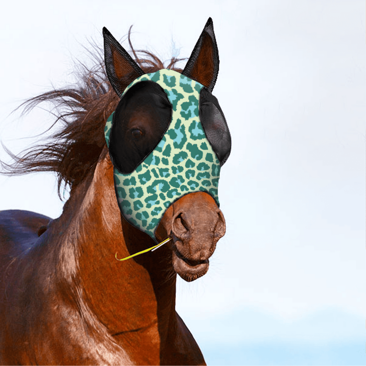 Milk Pattern UV Protection Anti-Insect Elastic Soft Comfortable Mesh Horse Face Mask Breathable Fabric Soft Mesh (M Size, L Size)