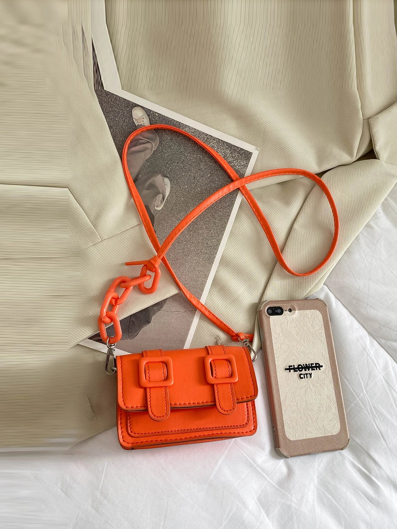 Mini Buckle Decor Flap Square Bag