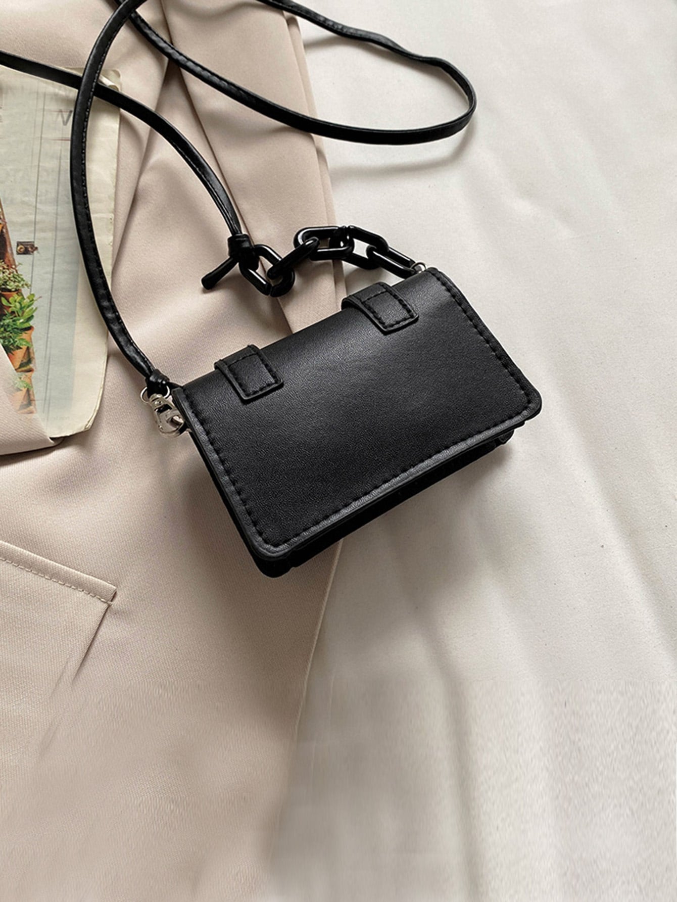 Mini Buckle Decor Flap Square Bag