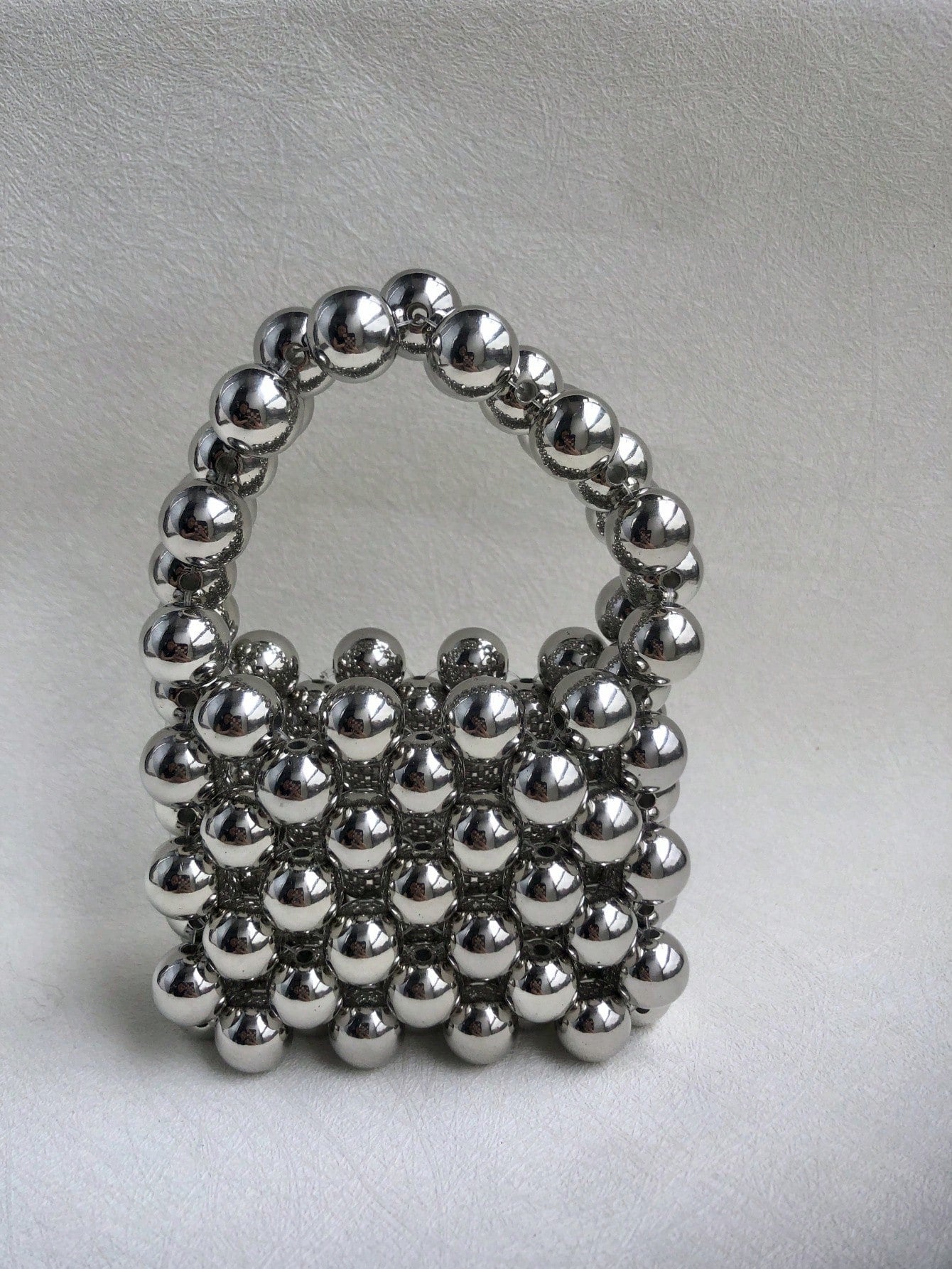 Mini Plain Beaded Handbag, Stylish Travel Accessory Crossbody Bag
