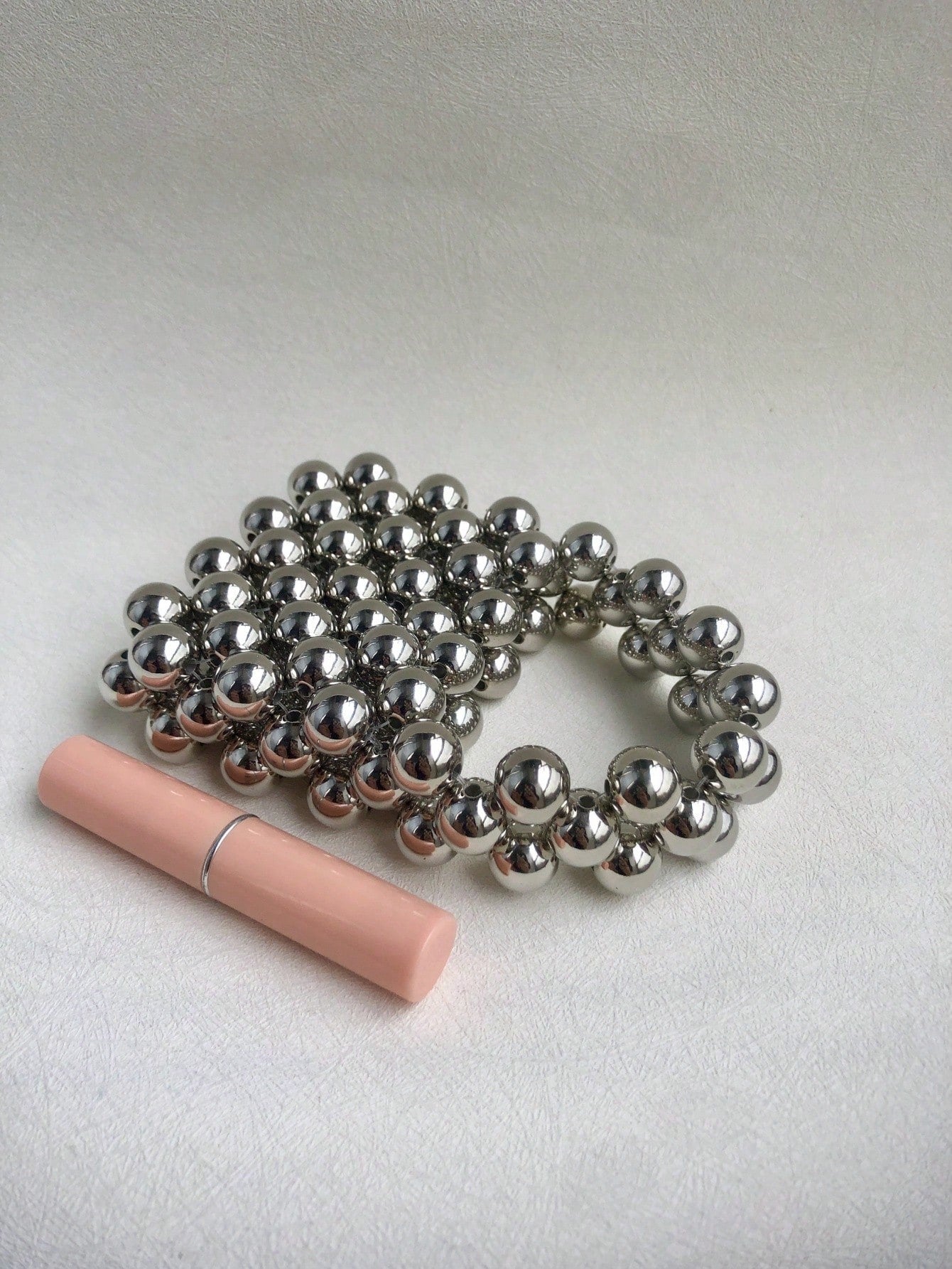 Mini Plain Beaded Handbag, Stylish Travel Accessory Crossbody Bag