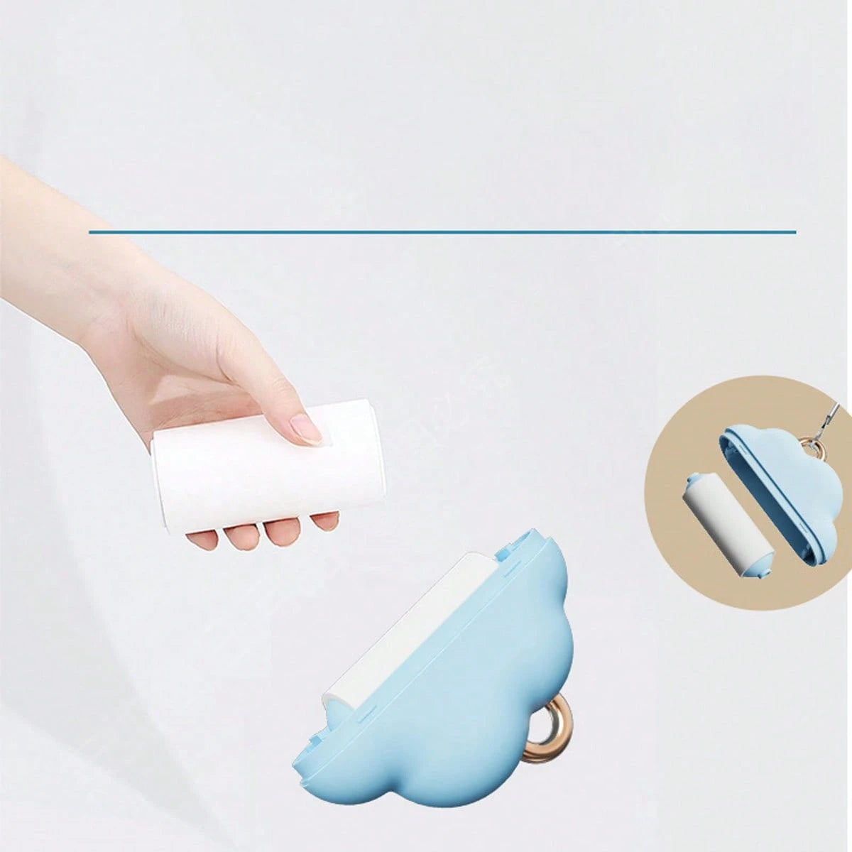 Mini Reusable Lint Roller Travel Size Portable Pet Hair Remover With 150 Replaceable Sticky Sheets (Pink Blue White Black) Keychain Car Key Chain Travel Accessories Bag Charm Purse Charm Keyring