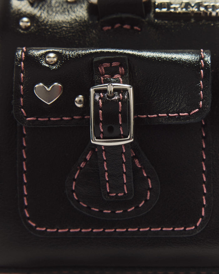 Mini Top Handle Milled Gloss Leather Bag