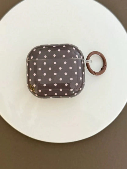 Minimalist Black White Polka Dot Pattern Bluetooth Earphone Cases Korean Style Pro 3 Earphone Case Compatible With Airpods 3rd Gen Apple 2nd Gen New Model Niche Heart Pendant 4th Gen Anti-Drop Protect