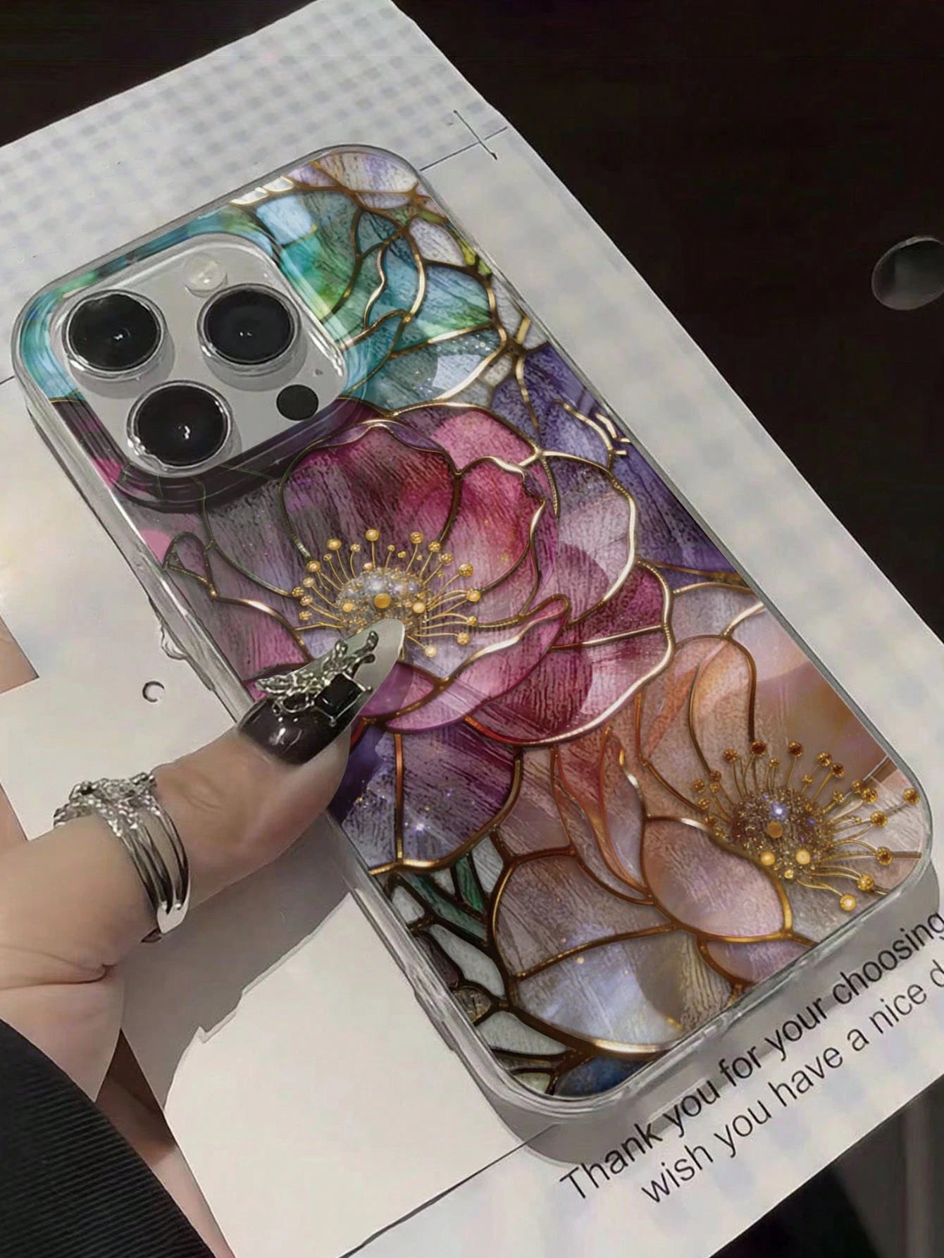 Minimalist Flower Elements Fashion Artistic Pearlescent Texture Flower Floral Painted Elegant New Feather Chiffon Silver Phone Case Compatible With IPhone 17/17 Pro Max, 15, 16/16 Pro, 15 Pro Max, P13