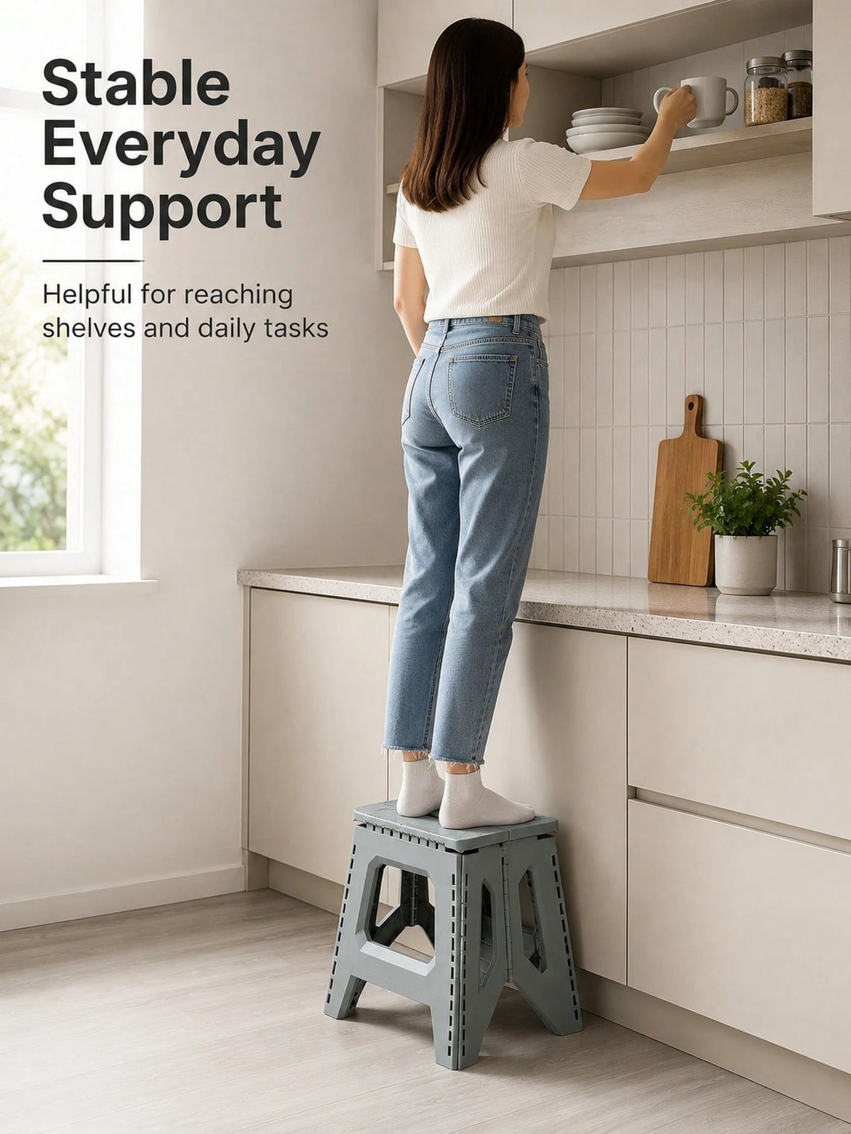 Minimalist Folding Stool With Easy Hand Carry Handle Premium Plastic Portable Stool For Adults And Teens Sturdy Build Foldable Stool Perfect For Indoor Seating And Party Use Strong Square Base Outdoor