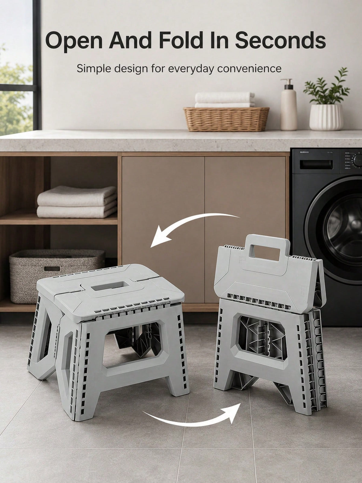 Minimalist Folding Stool With Easy Hand Carry Handle Premium Plastic Portable Stool For Adults And Teens Sturdy Build Foldable Stool Perfect For Indoor Seating And Party Use Strong Square Base Outdoor